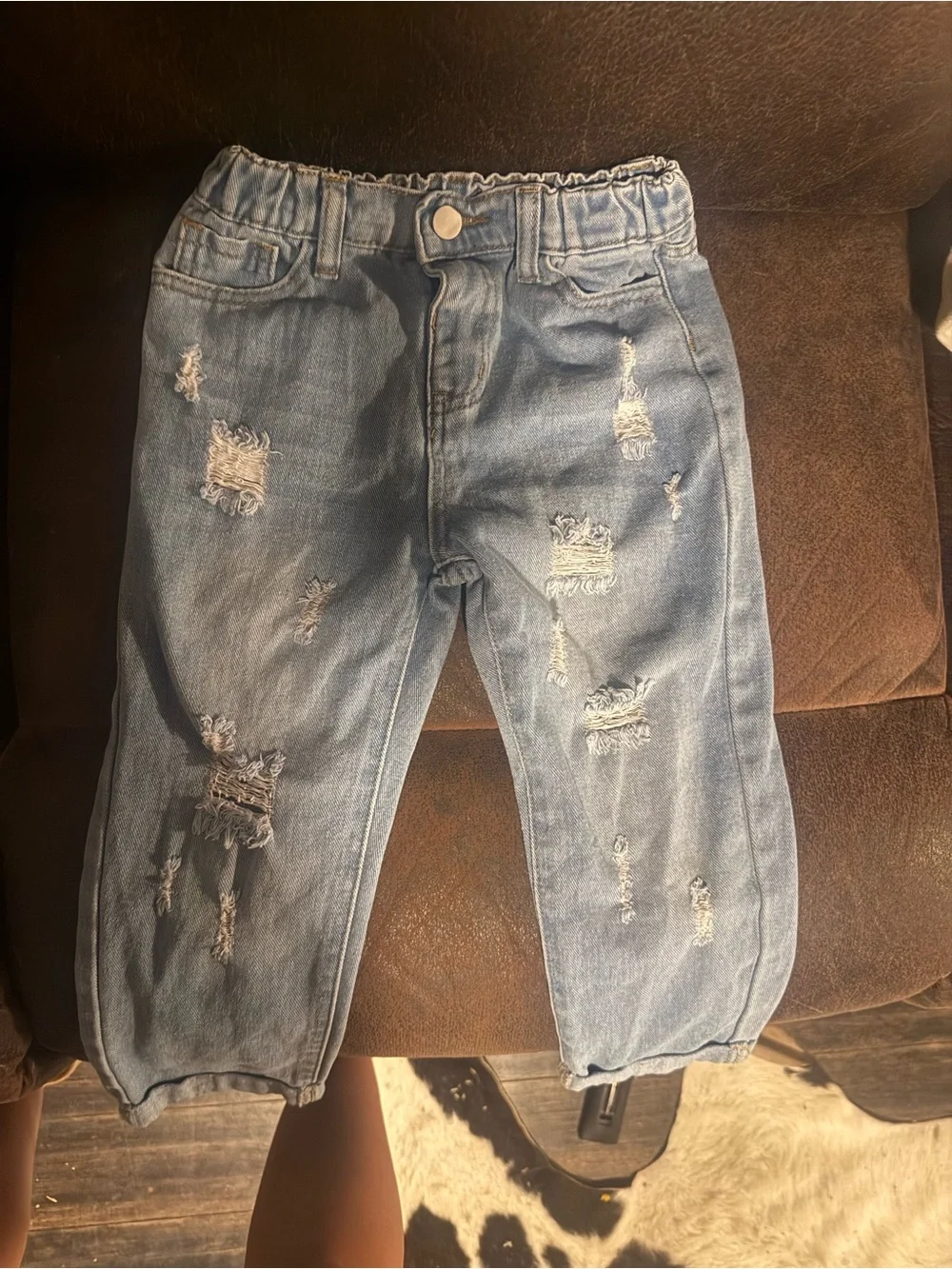 Kids Distressed Light Blue Jean capris
